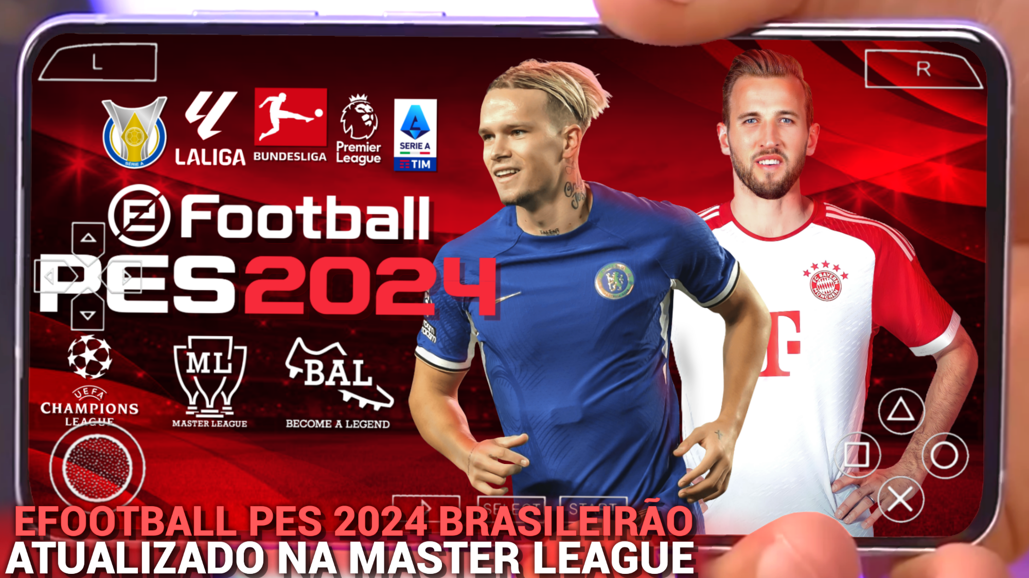 EFOOTBALL PES 2023 PPSSPP ANDROID BRASILEIRÃO e EUROPEUS NOVAS FACES CLUBES  ATUALIZADOS + KITS 23/24 